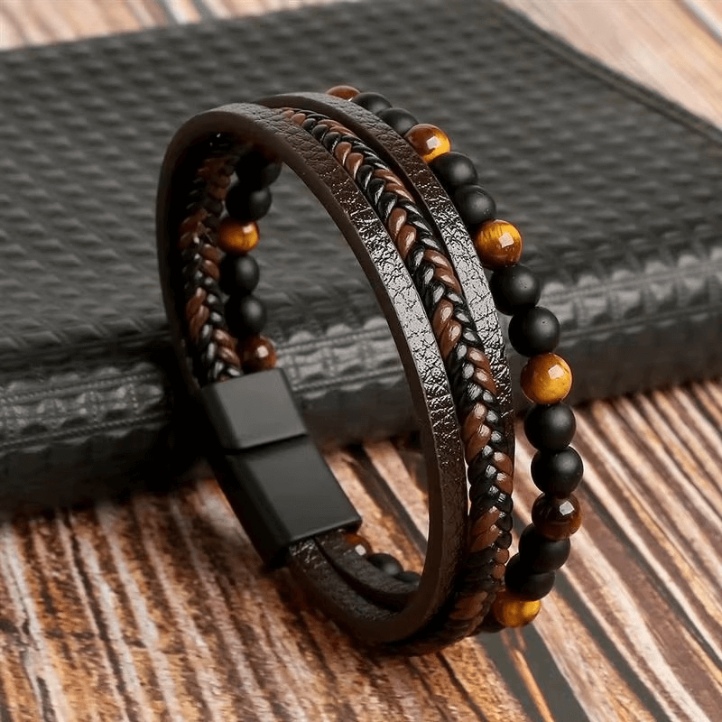 Pulseira Masculina de Couro